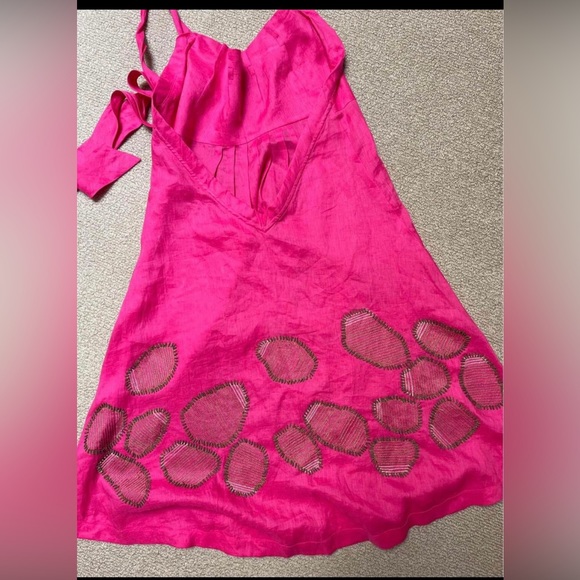 Diane von Furstenberg summer linen sun dress low back size M - Picture 2 of 8